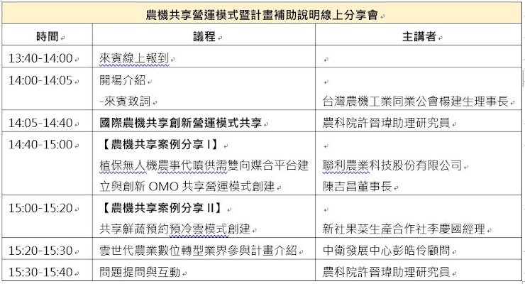 分享會議程