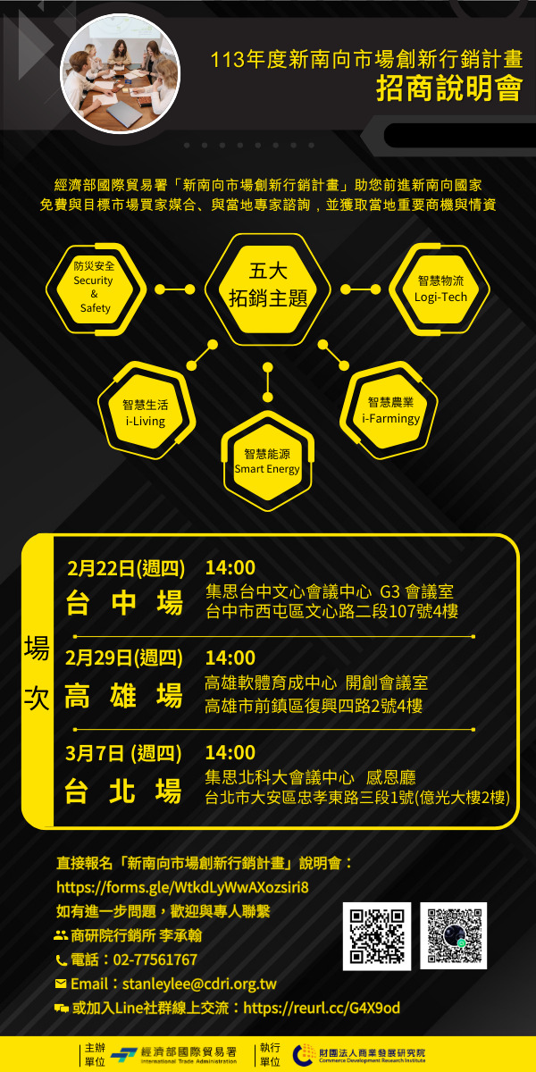 113年新南向市場創新行銷計畫招商說明會EDM